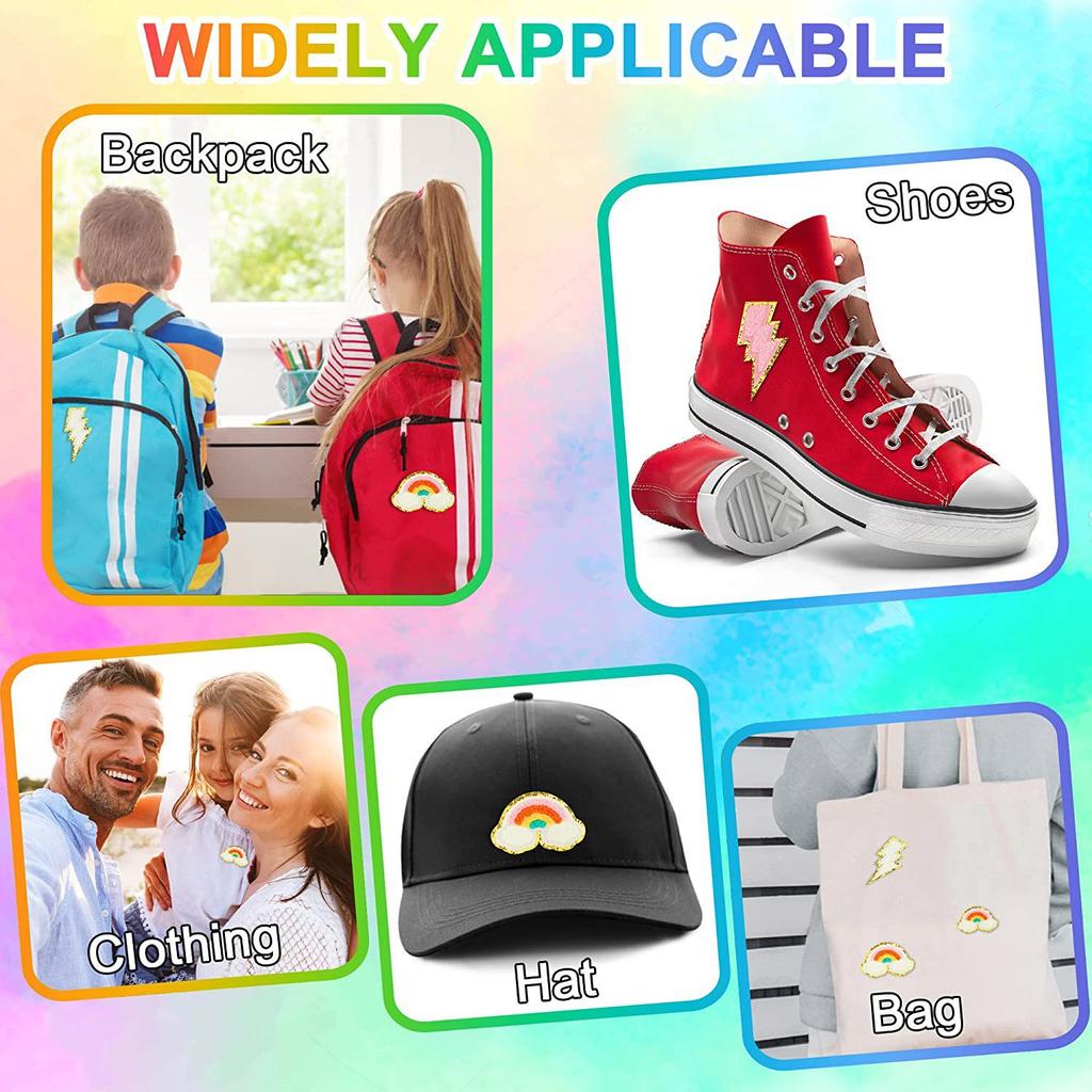 Towel Embroidery Rainbow Embroidery Cloth Sticker Ironing Chenille Patch Sticker Cartoon Greet Lightning Embroidery Chapter Boy