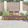 2 In 1 Garden Lounger with Cushions 190 Cm Solid Acacia Wood