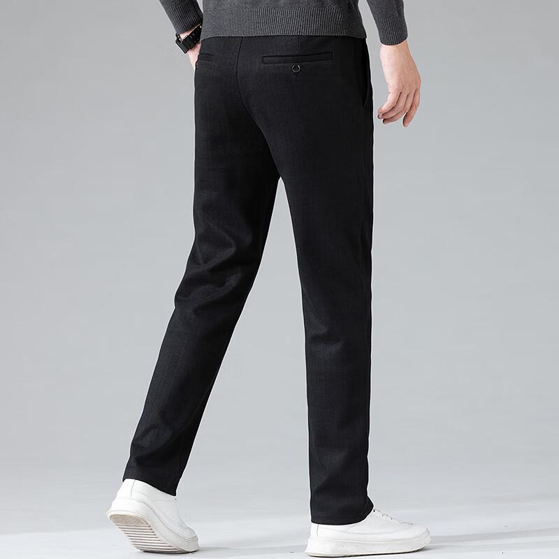 FAPAI Men's Knitted Wool Blend Straight-Fit Casual Pants