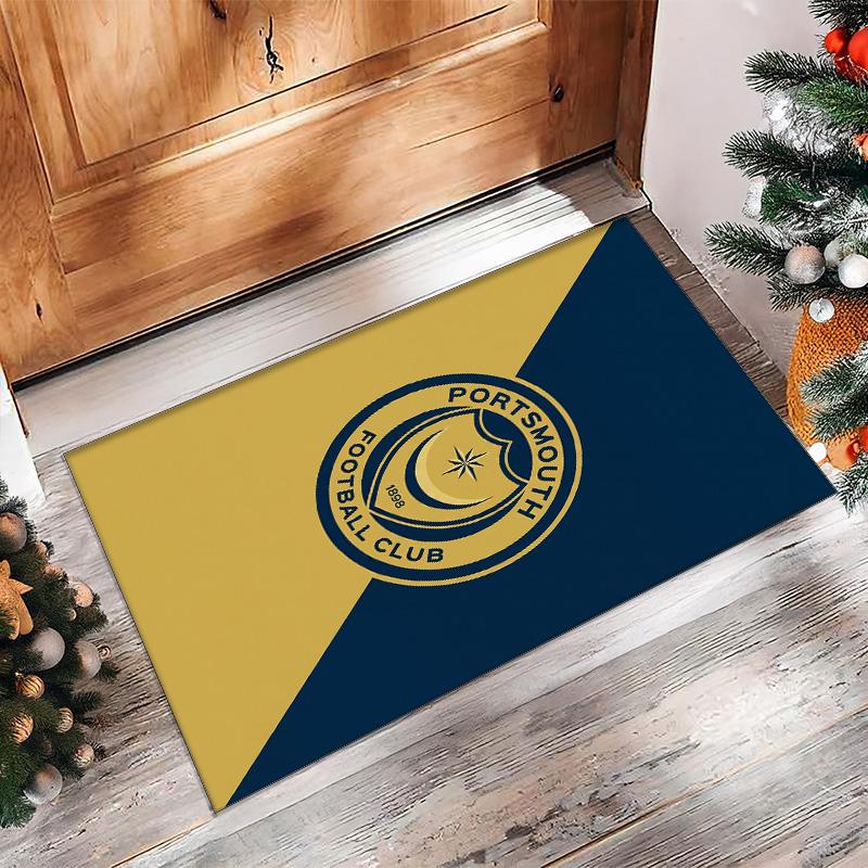 Tappeto Morbido Area Rug con Motivo Calcio Portsmouth FC Antiscivolo Tappeto per Pavimento Interno Tappetino Decorazione Sportiva per Camera da Letto
