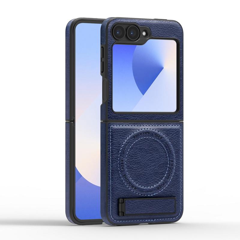 Capa Shell de Couro Empresarial com Carregamento Sem Fio 2 peças Para Samsung Galaxy Z Flip6 Flip5 Flip4 Flip3 Magnética À Prova de Choque Dobrável Suporte Capa de Telefone