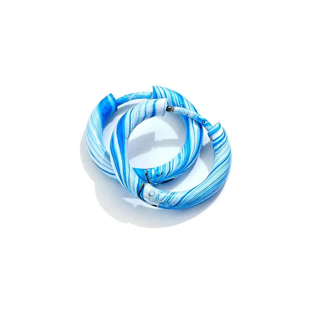 Gradient Enamel Stainless Steel Stud Earrings - Fashionable European Women's Piercing Cuff