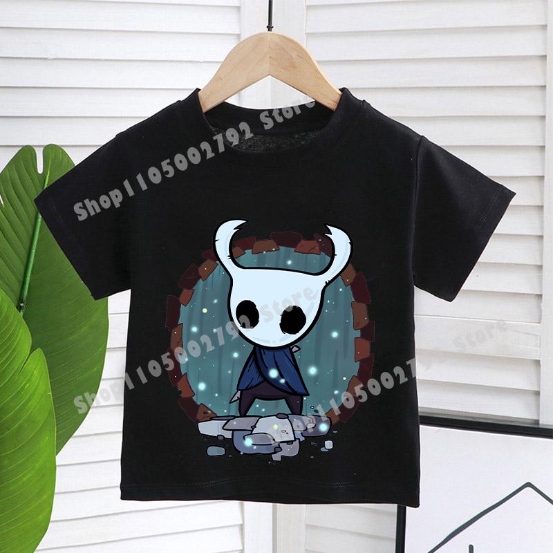 T-shirt Hollow Knight per Bambini Estate Bambini Gioco Cotone Manica Corta Top Ragazzi Anime Moda Magliette Carine Ragazze Abbigliamento Casual Regali