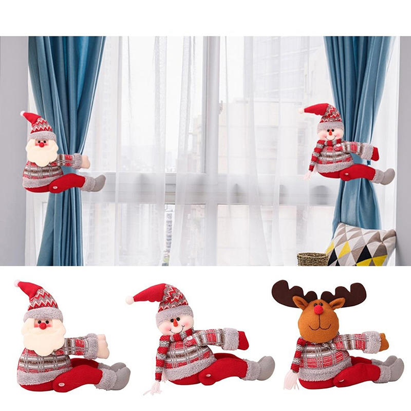 Christmas Curtain Buckle Tieback Santa Claus Elk Snowman Shape Curtain Tiebacks Curtain Fastener Buckle Christmas Home Decor