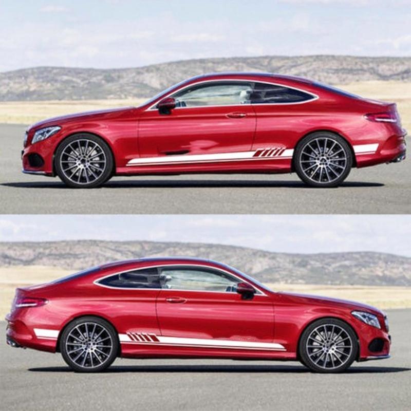 1 Pair Car Side Stripe Stickers Stripes Decal Sticker Auto Exterior Accessories Body Decoration Stickers