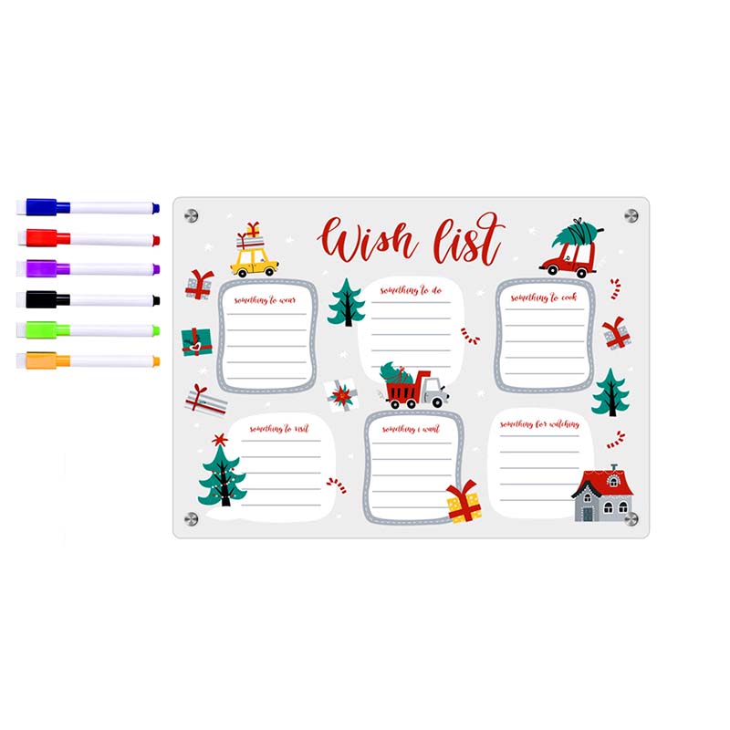 

1 шт. красочная многоразовая акриловая магнитная доска для записей сухого стирания с шестью ручками для списка желаний