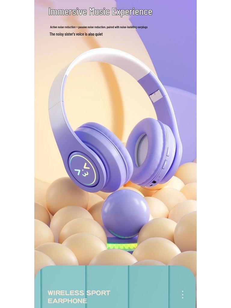 2025 Gradient Luminous Over-Ear Bluetooth Headphones with Card Slot - Universal Compatibility