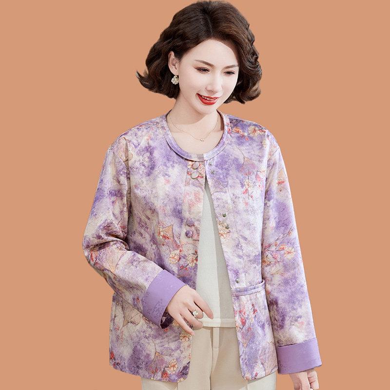 

Spring Jacket for Mother s Day: New Chinese Style Cardigan for Middle-aged and Elderly Women - National Style Outerwear for 2026 5XL (150-165 lbs)