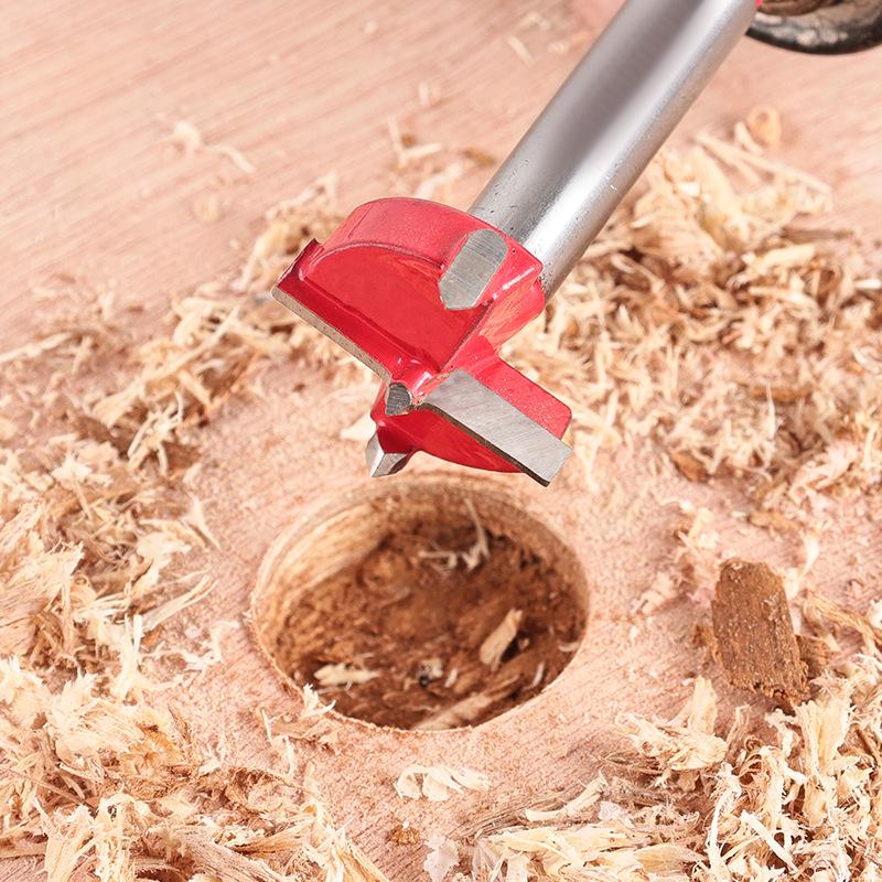35mm Professional Double-Edge Hinge Hole Opener with Round & Hex Shank, Alloy Depth Stop