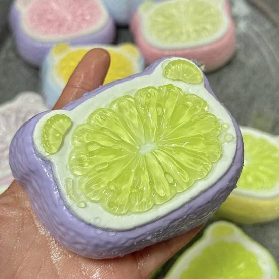 Yousheng Bear Cake Squeeze Toy Stress Relief Simulated Jelly Orange Cake Sensory Toy Soft Stretchy Food Shape Home Office Desk