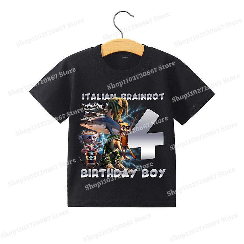 Tung Tung Tung Sahur Children T-shirt Italian Brainrot Creative Cartoon Short Sleeve Household Clothes Top Fashion Anime Kid Tee