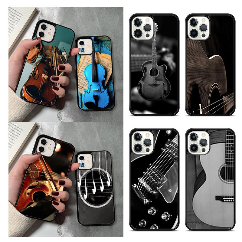 Musical Violin Guitar Phone Case For iPhone 17 Air 14 15 16 13 12 Max Cover For Apple 14 15 16 11 Pro Max Plus Coque