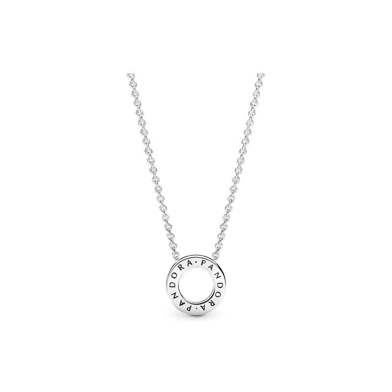 Pandora Heart Logo Pavé 925 Silver Synthetic Cubic Zirconia Necklace Women's Silver/Pink 397436CZ/387436C01