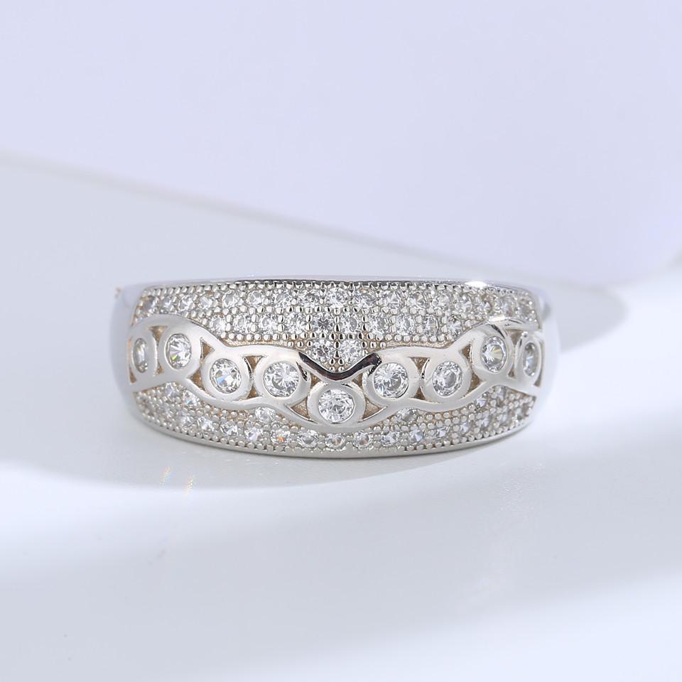 Buyee 925 Sterling Silver Big Ring Finger White Zircon Ring for Woman Man Fashion Luxury Wedding Party Fine Jewelry Circle
