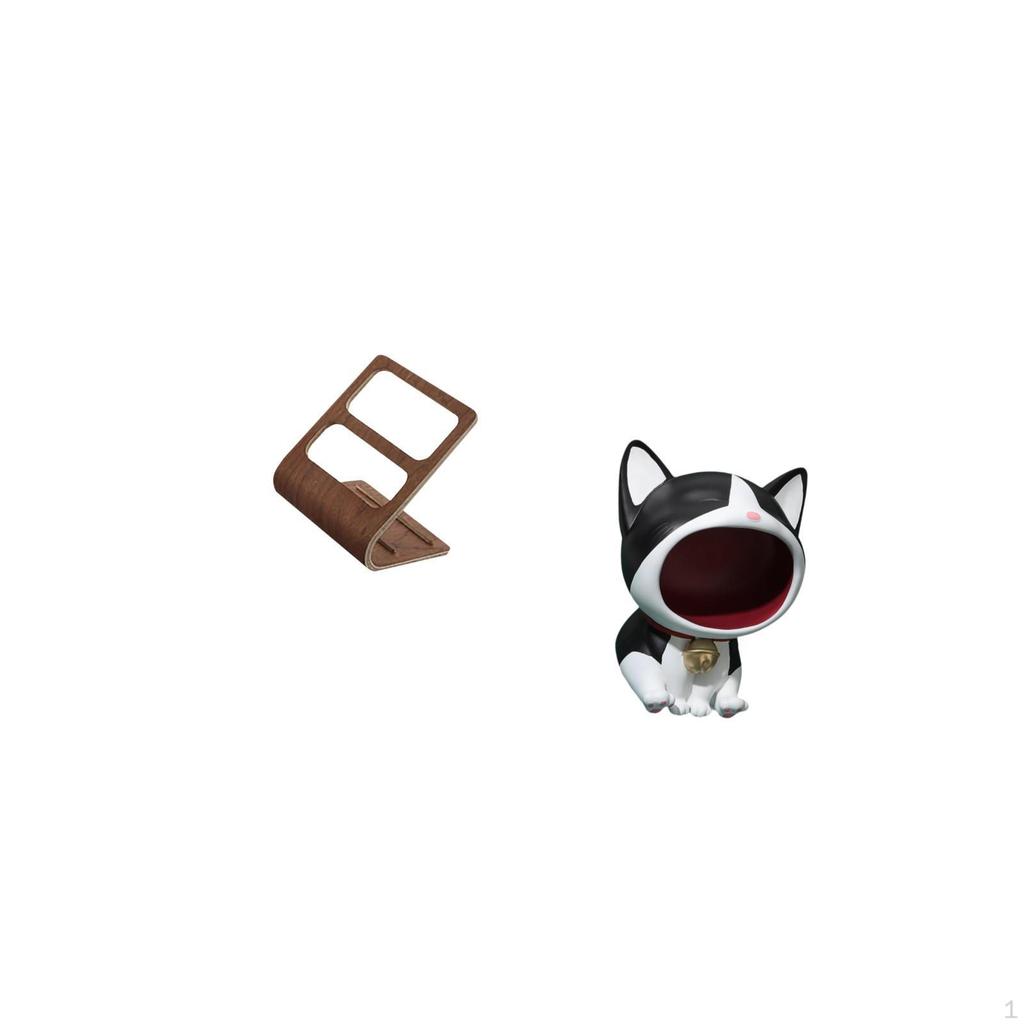TV Remote Organizer Cat Statue Art Craft Storage Box Decorative Figurine Desk with Key