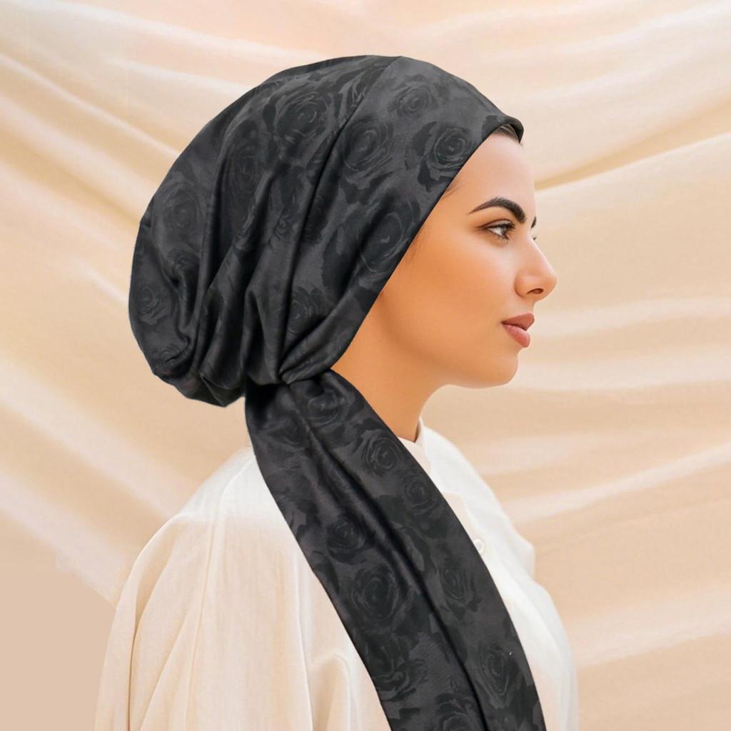 Vintage Rose Pattern Headscarf Hat With Tie Strap For Women Summer And Winter Wear