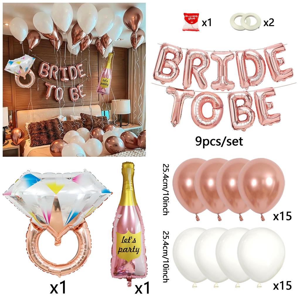 Bride To Be Balloons Set Rose Gold Wedding Decorations Letter And Diamond Ring Foil Balloon  Interior and exterior decoration