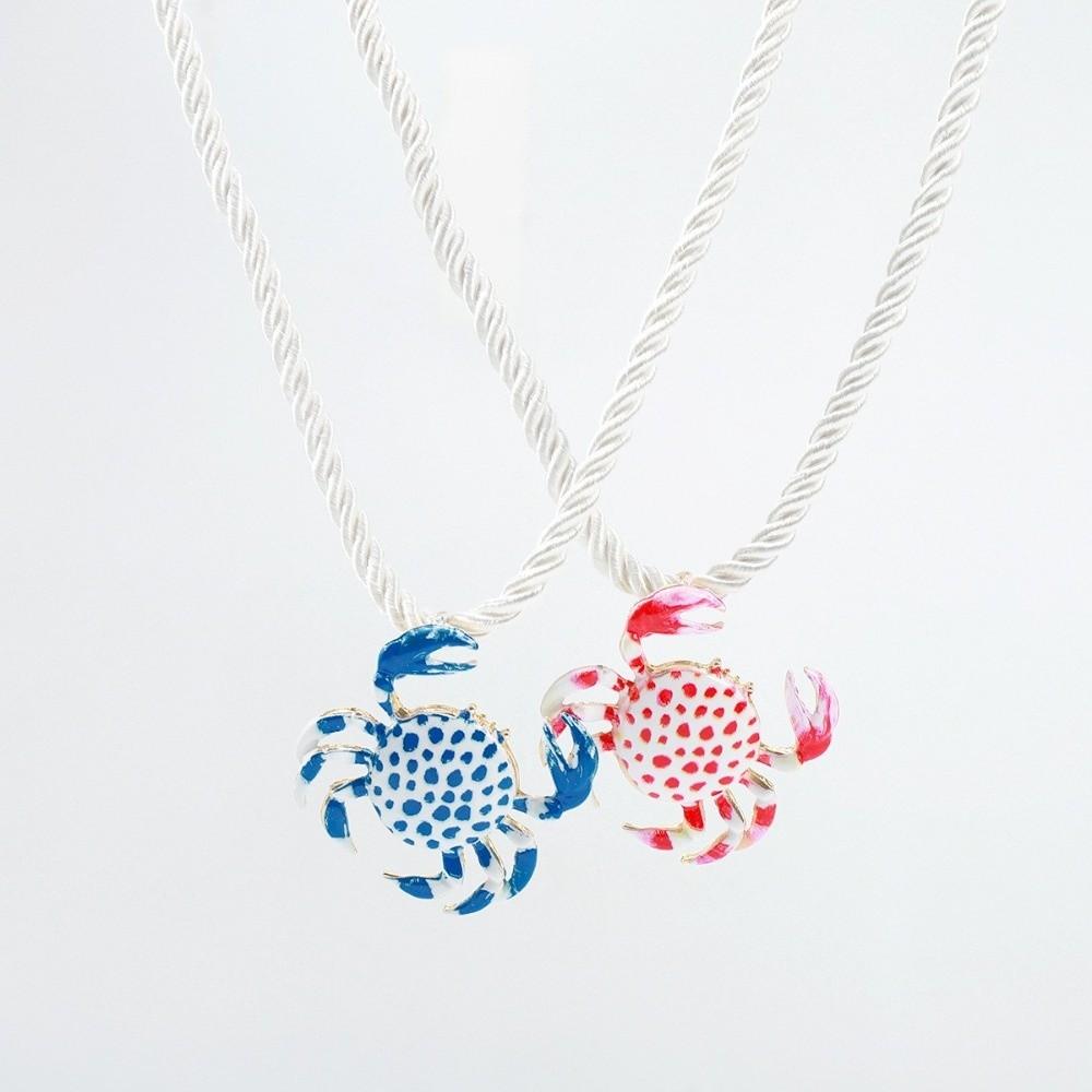 Oil Drip Craft Crab Pendant Necklace Polka Dot Ocean Charm Necklace  Summer Travel Dating