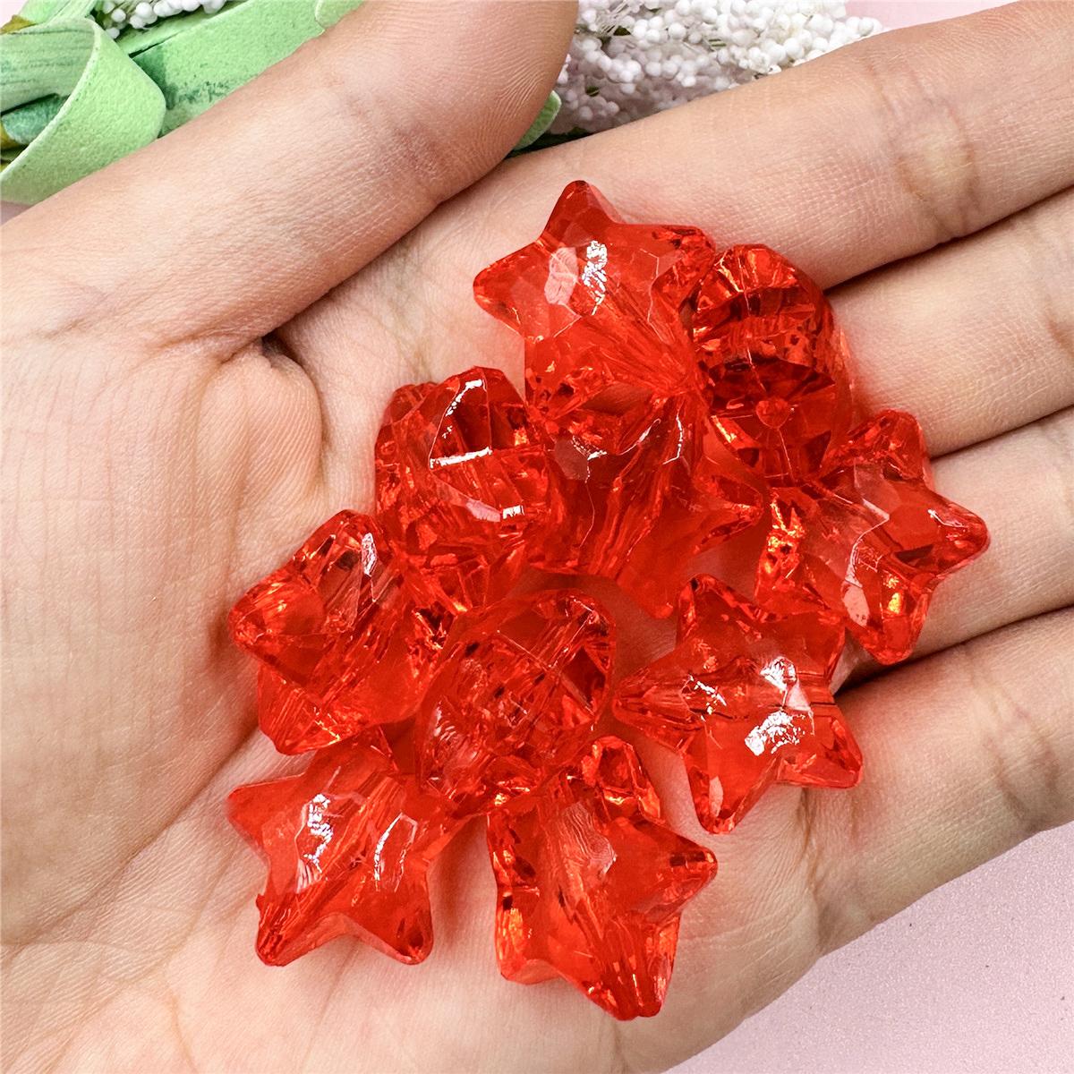 

Изготовление браслета из бисера, бусины с пятиконечной звездой, аксессуары для самостоятельного изготовления, 18,5 мм, прозрачный кристалл для ожерелья, 10 шт., акриловые бусины красный