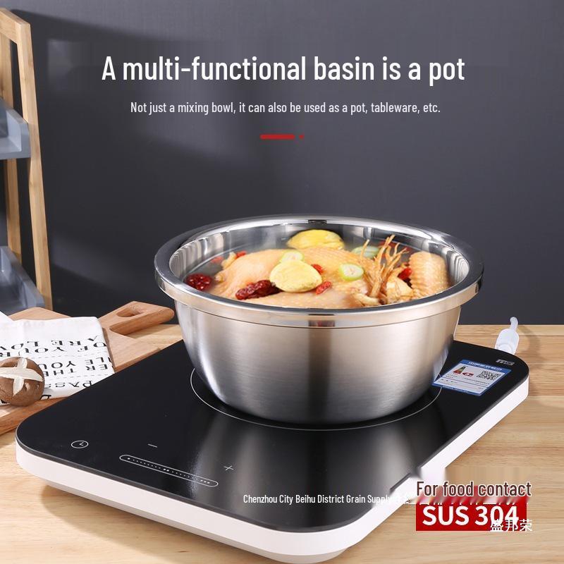 304 Stainless Steel Multi-Purpose Kitchen Basin for Soup, Dough, Vegetables, and Rice