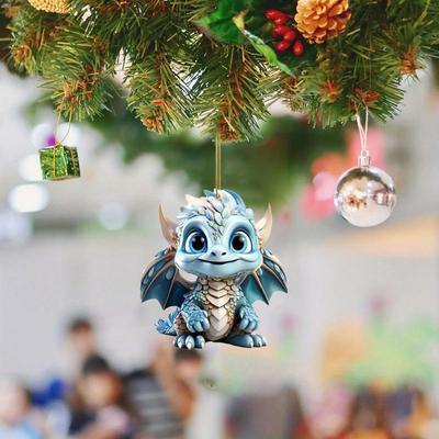 2D Flying Dragon Baby Pendant Cartoon Decorative Dragon Car Ornament Hangable Acrylic Blue Fire Dinosaur Acrylic Pendant