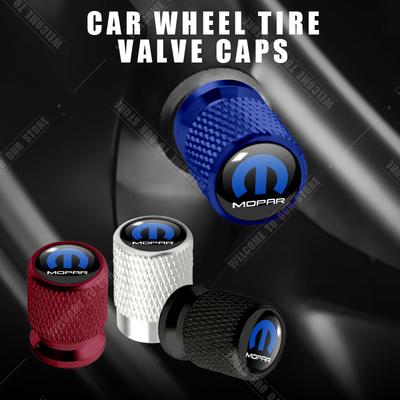 Car CNC Aluminum Mopar Emblem For Charger Chrysler Challenger Ram Cherokee Journey 4pcs Tire Valve Air Port Stem Cover Caps