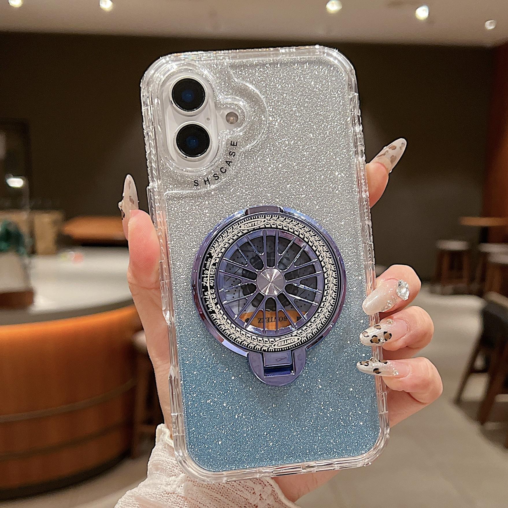 

For iPhone 16 Plus Case Compatible with MagSafe Gyro Design Glitter PC + TPU Phone Cover B