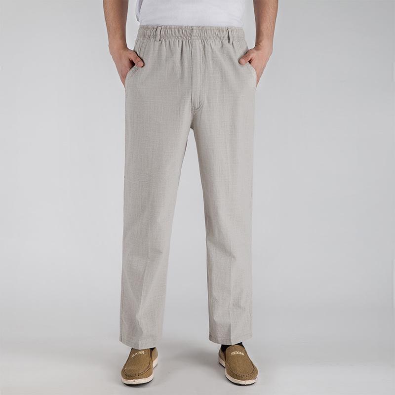 Men's High-Waist Linen Blend Pants: Breathable, Casual Fit for Summer