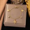 French Titanium Steel Heart Choker Necklace And Bracelet Set Sweet Peach Heart Tassel Design Women Jewelry