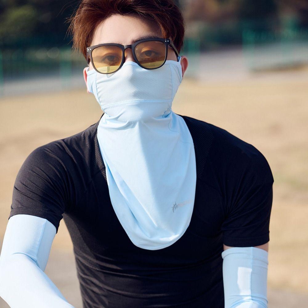 Solid Color Face Gini Mask Summer Sunscreen Mask Ice Silk Womne Neckline Mask Men Fishing Face Mask