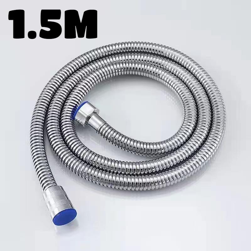 3/2/1.5m Shower Head Tube Flexible Stainless Steel Bathroom Water Head Shower Extension Pipe Encrypted Silver Hose HighQuality