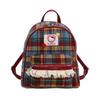 Vintage Red Plaid Kitty Backpack With Lace Detail For Daily Use