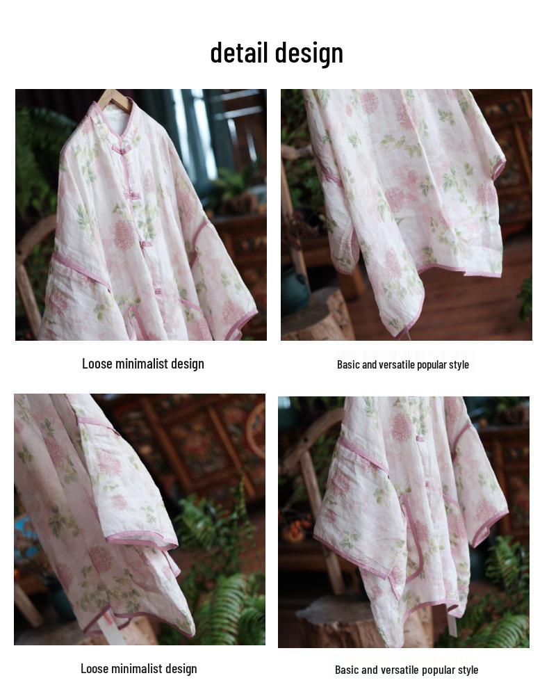 Ancient Clay Artistic Linen Sun Protection Women's High-End Cardigan 2156 Hazy