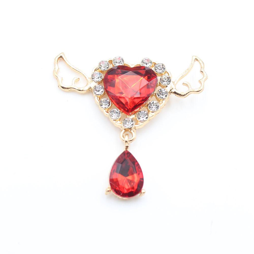 New 5 pieces of 43mm * 45mm heart-shaped wing acrylic rhinestone pendant, used for wedding decoration brooch bow hair accessorie