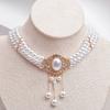Meier Elegant Pearl Tassel Choker Necklace - French Chic Multi-layer Pearl and Diamond Necklace