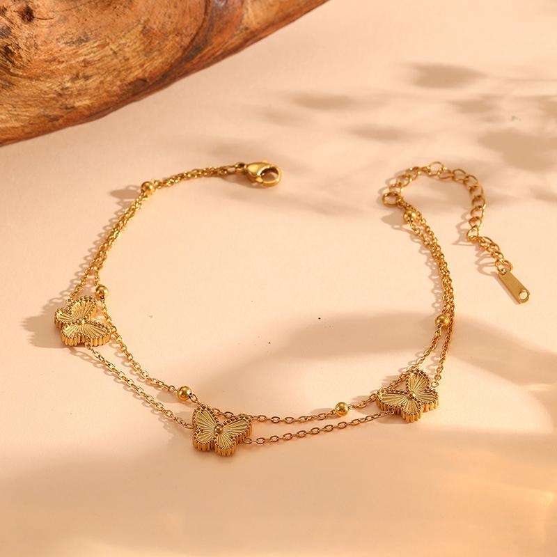 

Jewelry Stainless Steel Necklace Bracelet Butterfly Bead Double-Sided Batch Flower Charm Jewelry A2