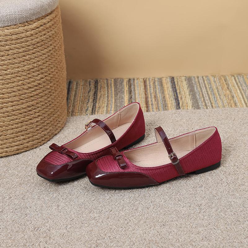 

Весна Осень Женские Балетки Мягкая Обувь Одинарная Элегантный Бренд Женские Туфли Мэри Джейн Черные Красные Большой Размер 43 43 красный