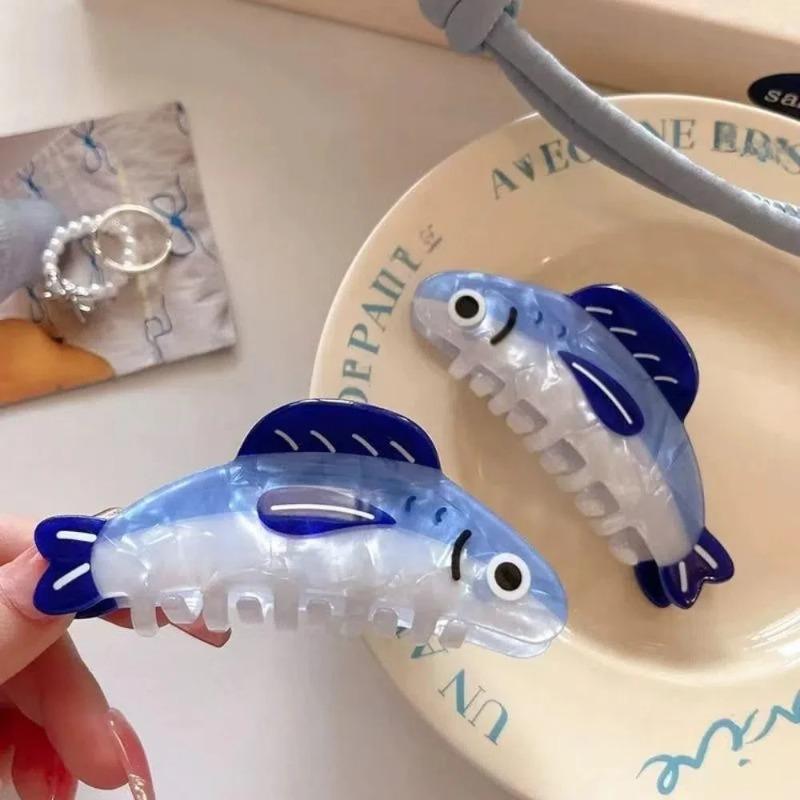 Fashion Sardines Hair Claw Clip for Women Girls Non Slip Cartoon Hairpin Acetate Print Cute Barrettes Gifts Apparel Accessories