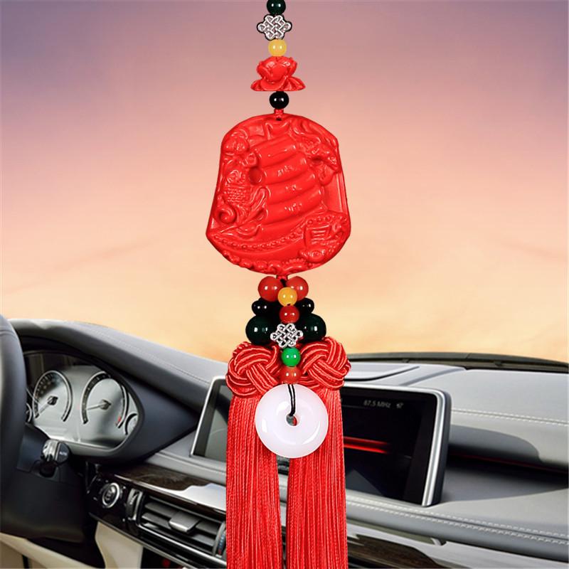 Cinnabar Rearview Mirror Pendant: Double-Sided Chinese Knot Gourd for Safe Entry and Exit.