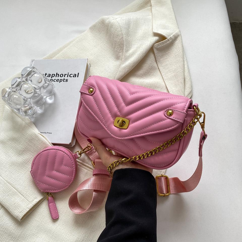 Small PU Leather Shoulder Bag For Women  new purse and Handbags Female Travel Crossbody Bag ladies chain Sling bag 2 PCS/SET