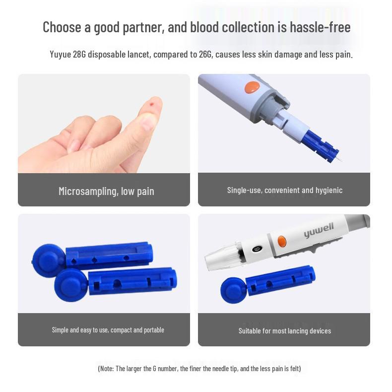 Yuyue 28G Low Pain Sterile Blood Lancets for Glucose and Acne