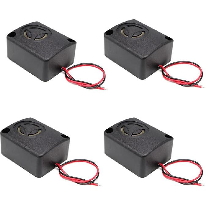 4PCS 110dB Electronic Black Mini Piezo Alarm Siren DC 12V Insurance AntiTheft HighDecibel Square Shell Active Buzzer Alarm for Car Safes 4Pcs Piezo Alarm
