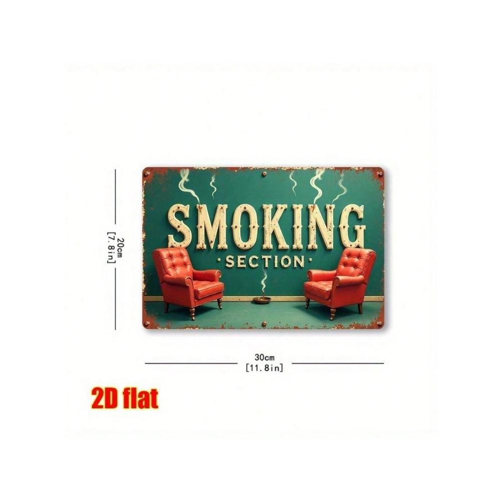 Vintage Smoking Area Metal Sign Wall Art Cafe Decor