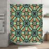 Vintage Bohemian Bath Curtain with Floral Pattern Green Orange Decor Shower Curtain for Home Bathroom Accessories