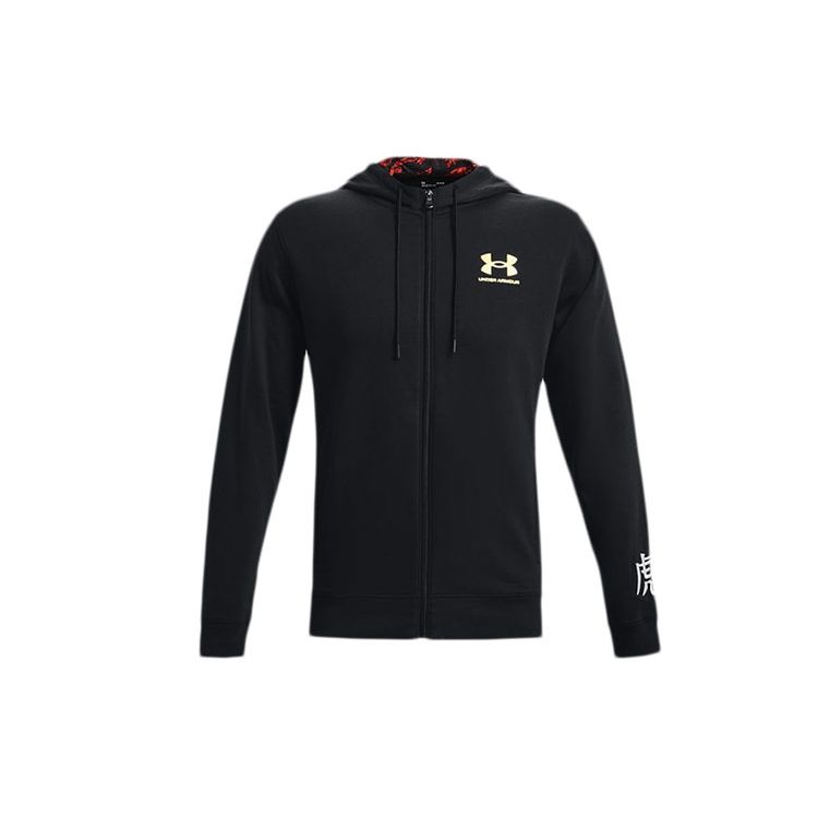 

Under Armour Cny Rival Casual Solid Color Logo Letter Warm Fleece Zipper Hoodie Jacket Men hoodies Black 1366424-001 L