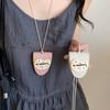 Leather artboard neck long earphone bag going out portable anti-lost necklace niche design fashionable versatile items