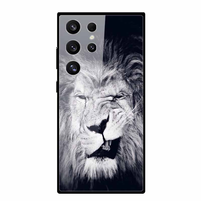 For Samsung S25 S 25 Ultra Hard Tempered Glass Case Capa Coque Bumper For Samsung Galaxy S 24 S24+ FE Wolf Phone Back Cover