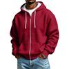 Men's Knit Zip-Up Hoodie Casual Color Hooded Sweatshirt for Winter