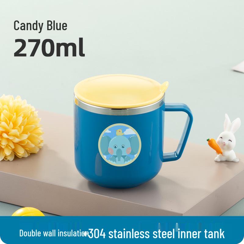 304 Stainless Steel Cartoon Water Cup with Lid for Kids - Children's Milk and Drinking Mug