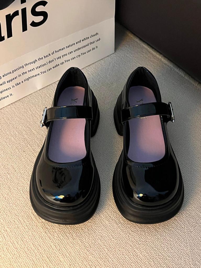 French High-heeled Retro Small Leather Shoes for Women's Spring and Summer 2025 New Butterfly One-word Buckle with Korean Version Mary Jane Shoes Ins